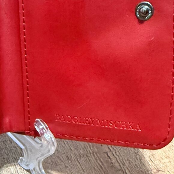 BADGLEY MISCHKA Red Croco Embossed Short Wallet Red /Vegan Leather - Picture 9 of 14